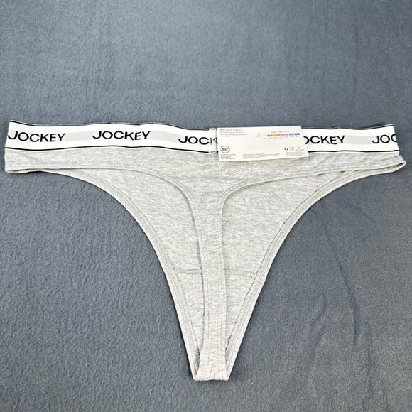 Jockey Women's Size XL Panty Thong Cotton Stretch Essentials Gray New With Tags - Picture 2 of 11